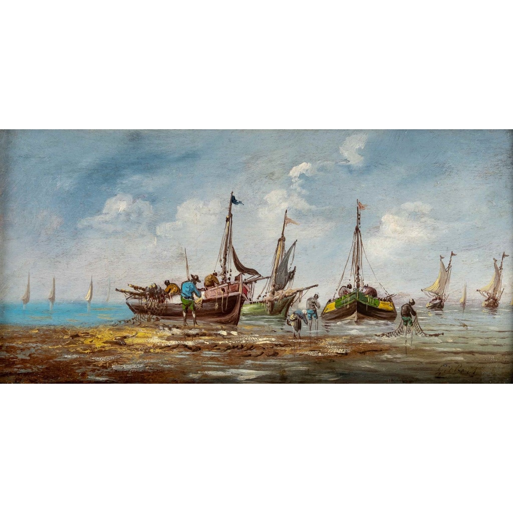 Pierre-Julien Gilbert (1783-1860) Pêcheurs bretons, huile sur bois vers 1820-1850 3