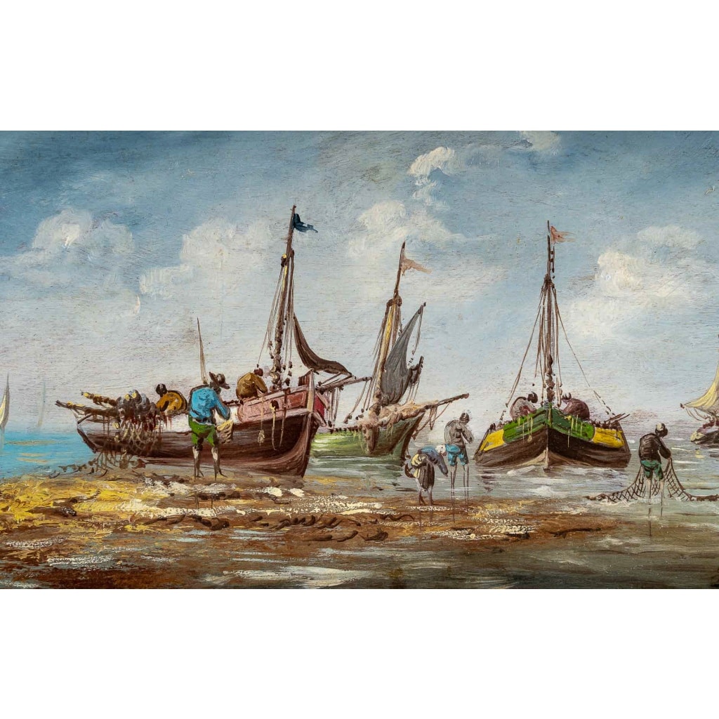 Pierre-Julien Gilbert (1783-1860) Pêcheurs bretons, huile sur bois vers 1820-1850 4
