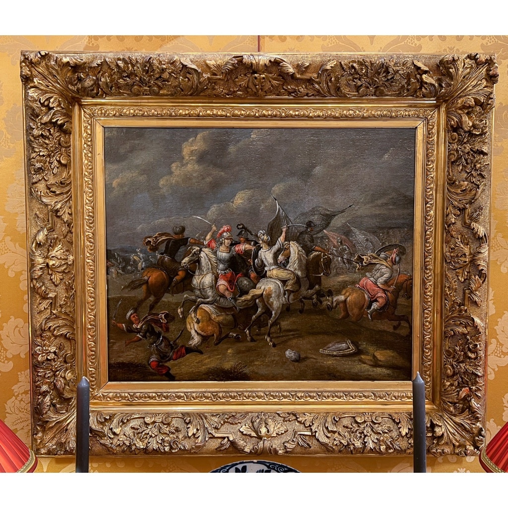 Philips Wouwerman (1619-1668) Combat de cavalerie entre Orientaux et Impériaux, huile sur toile vers 1660 13
