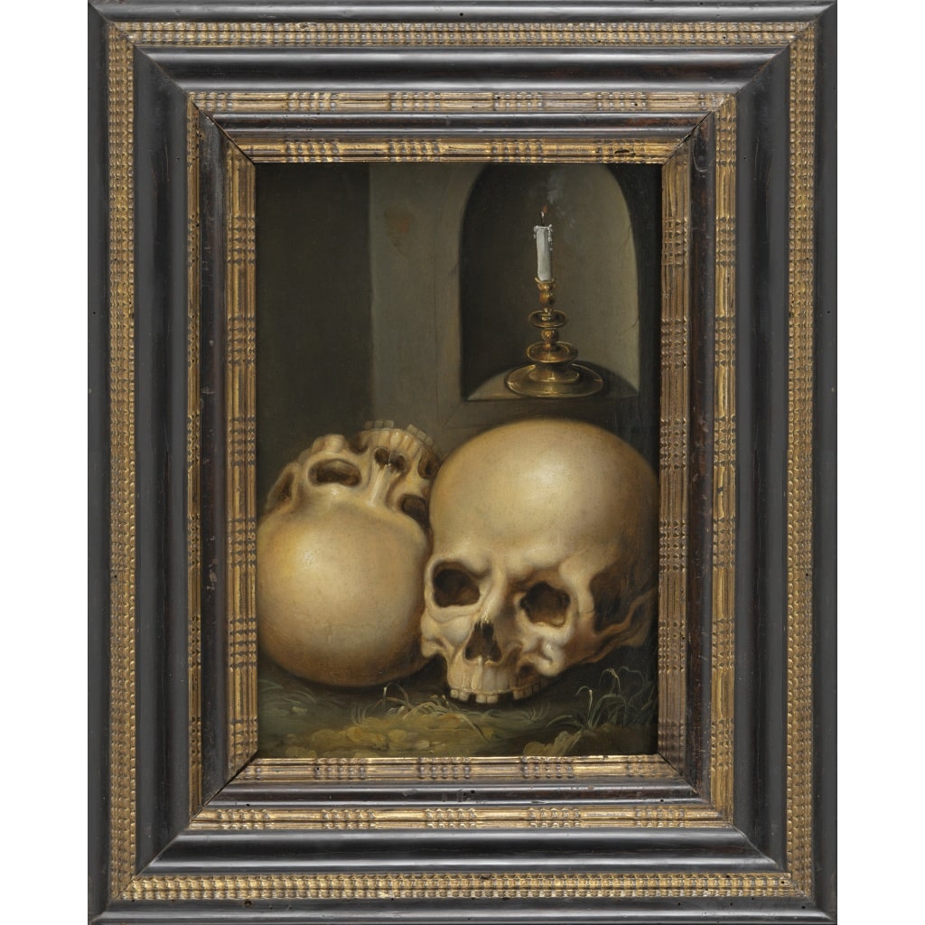 Vanité aux crânes et à la chandelle – Ecole flamande du XVIIe siècle 2