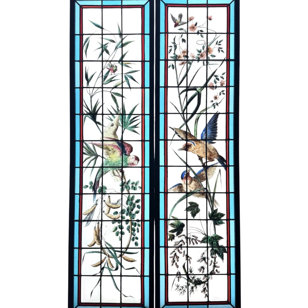 Vitraux aux oiseaux exotiques 2 Vitraux aux oiseaux exotiques 2