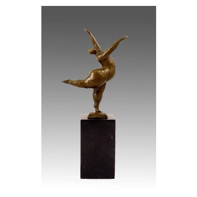 Statue en bronze, sculpture d’une danseuse nue en équilibre, socle en marbre. Statue en bronze, sculpture d’une danseuse nue en équilibre, socle en marbre.