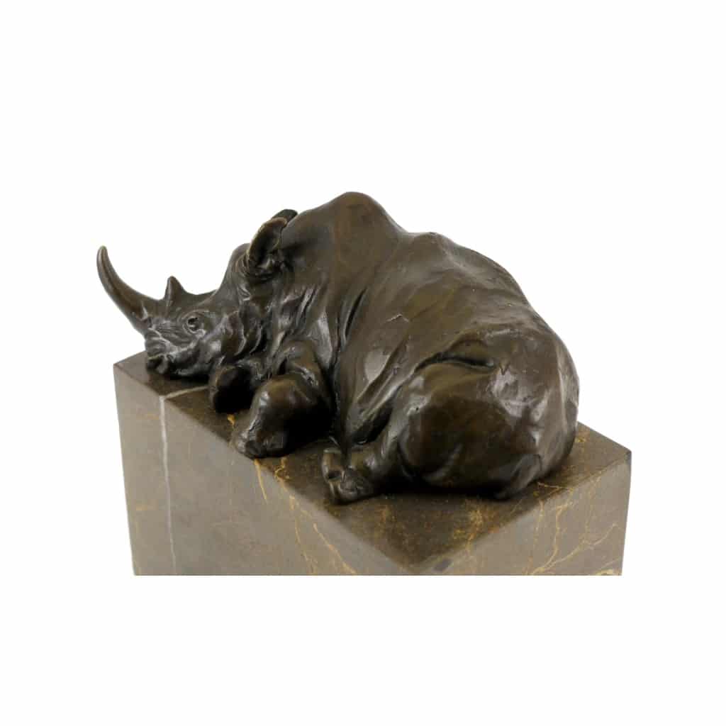 Statue, sculpture en bronze d’un Rhinocéros, socle en marbre 4 Statue, sculpture en bronze d’un Rhinocéros, socle en marbre 4