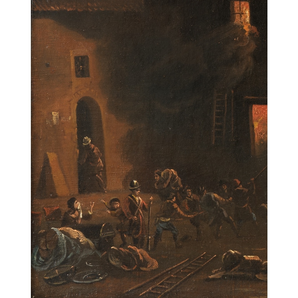 Ville en feu ou parabole de l’incendie de Rome – Attribué à Daniel van Heil (1604 – 1662) 5