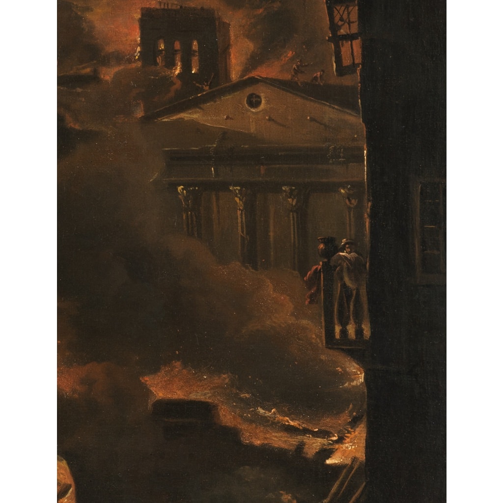 Ville en feu ou parabole de l’incendie de Rome – Attribué à Daniel van Heil (1604 – 1662) 7