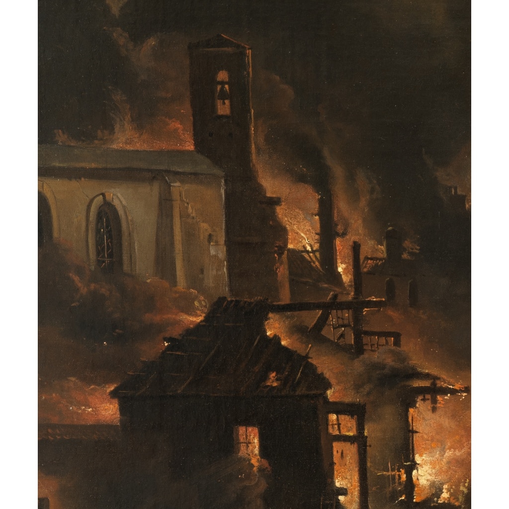 Ville en feu ou parabole de l’incendie de Rome – Attribué à Daniel van Heil (1604 – 1662) 8