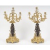 Garniture de cheminée en bronze patiné et doré, pendule et candélabres, XIXᵉ siècle, style Louis XV – Napoléon III 14