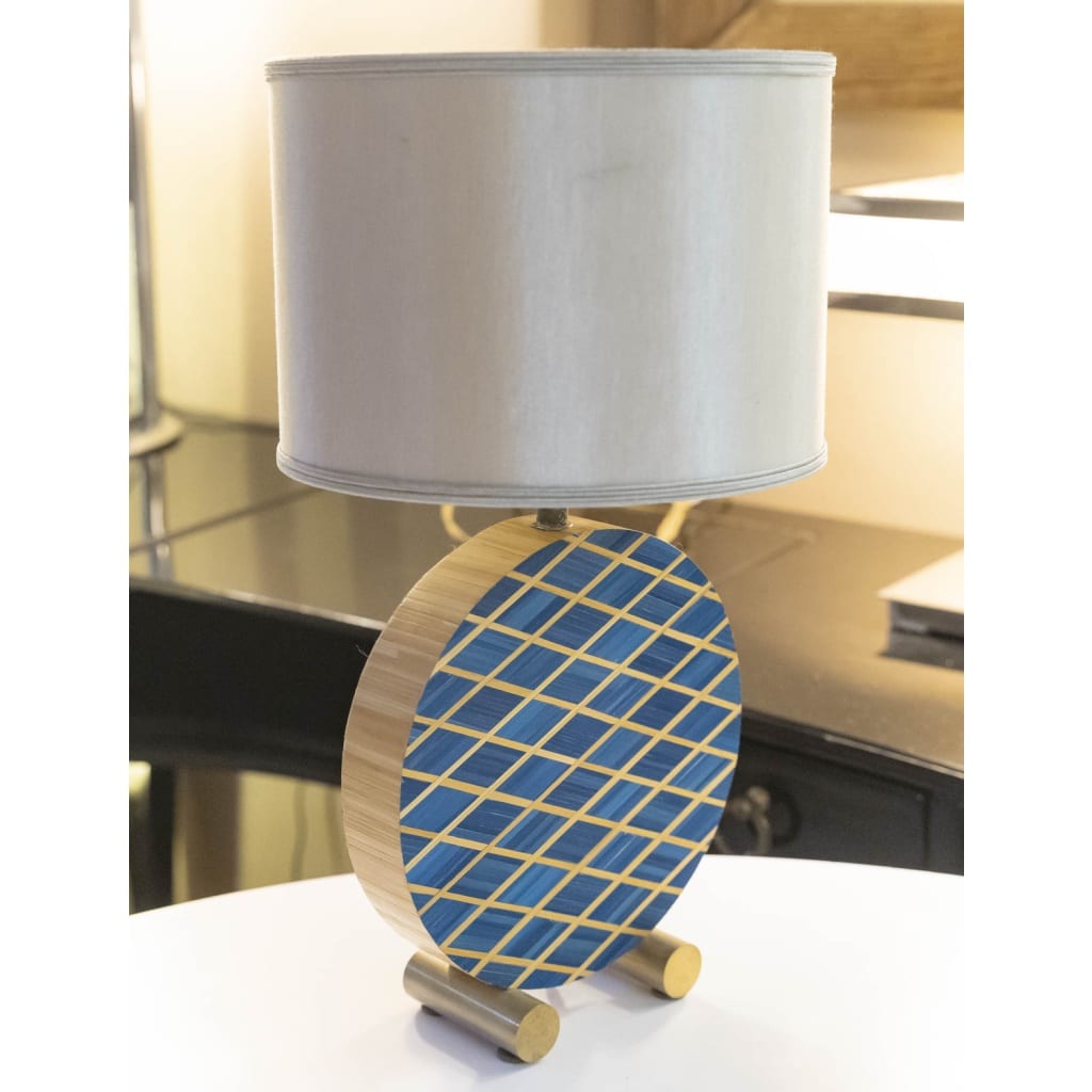 lampe en marqueterie de paille année 2000 6