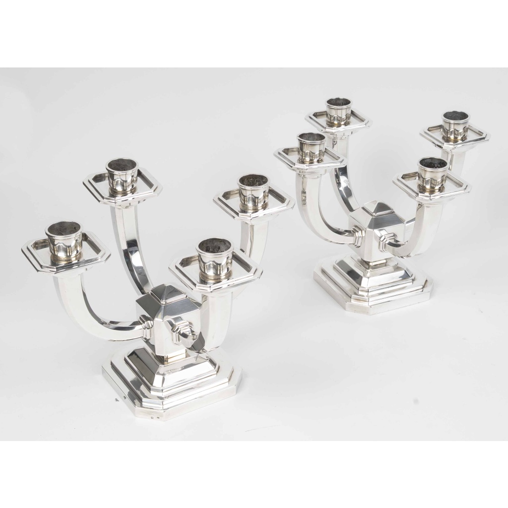 Ravinet d’Enfert – Paire de candélabres en argent massif époque ART DECO 3