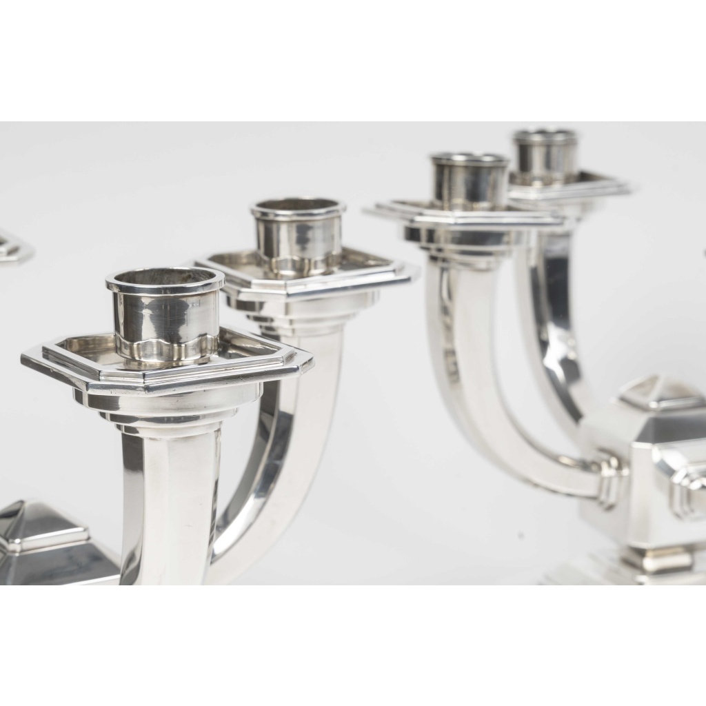 Ravinet d’Enfert – Paire de candélabres en argent massif époque ART DECO 5