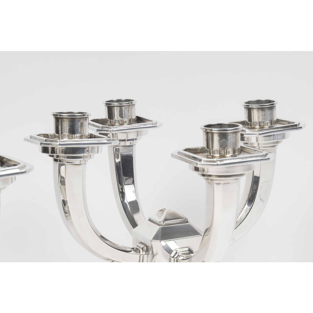 Ravinet d’Enfert – Paire de candélabres en argent massif époque ART DECO 6