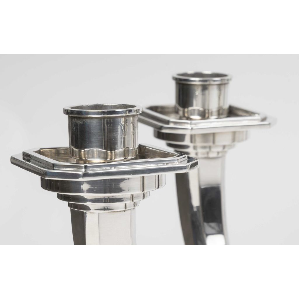Ravinet d’Enfert – Paire de candélabres en argent massif époque ART DECO 10
