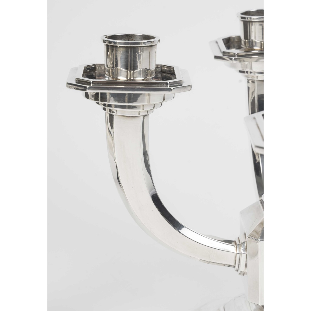 Ravinet d’Enfert – Paire de candélabres en argent massif époque ART DECO 11
