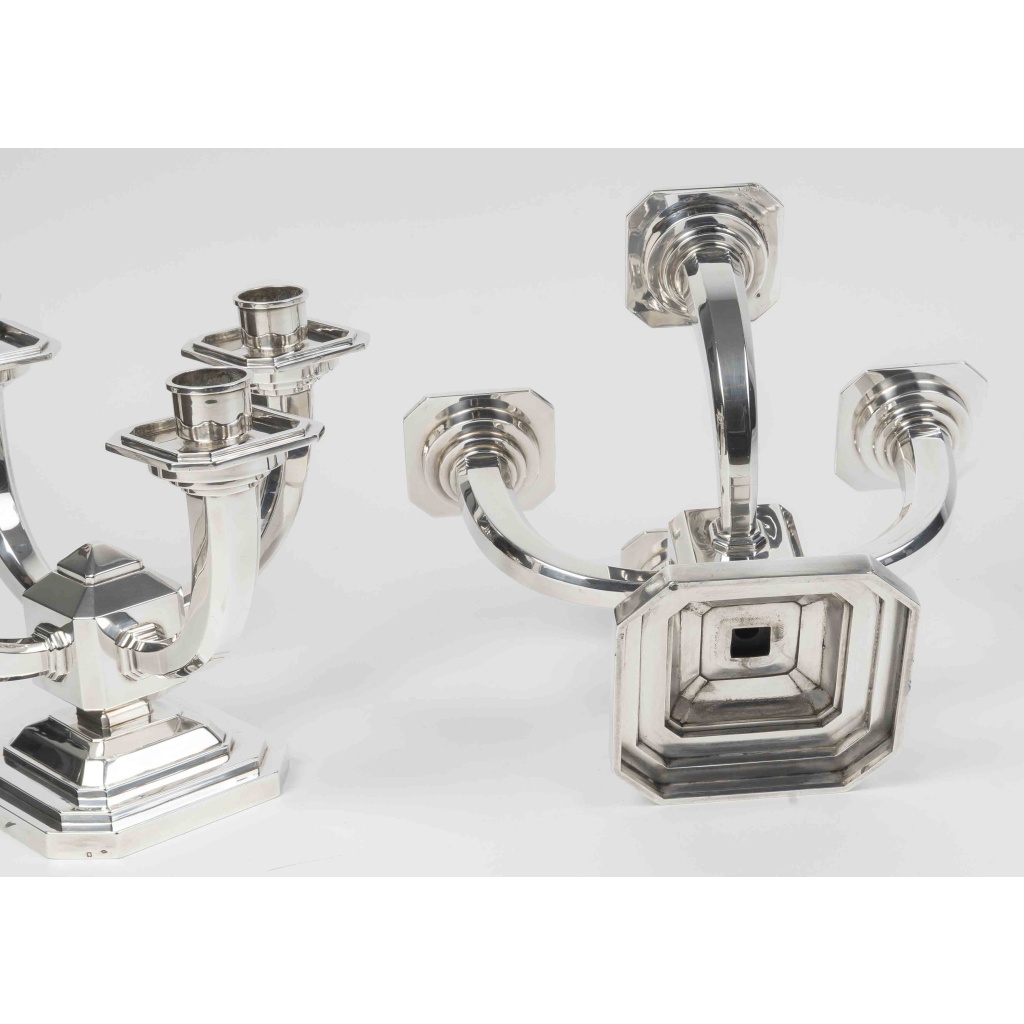 Ravinet d’Enfert – Paire de candélabres en argent massif époque ART DECO 15