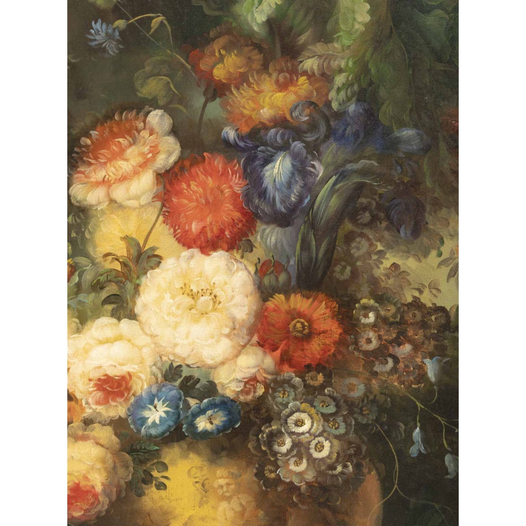 Un grand tableau de fleurs, huile sur toile, XXème siècle 11