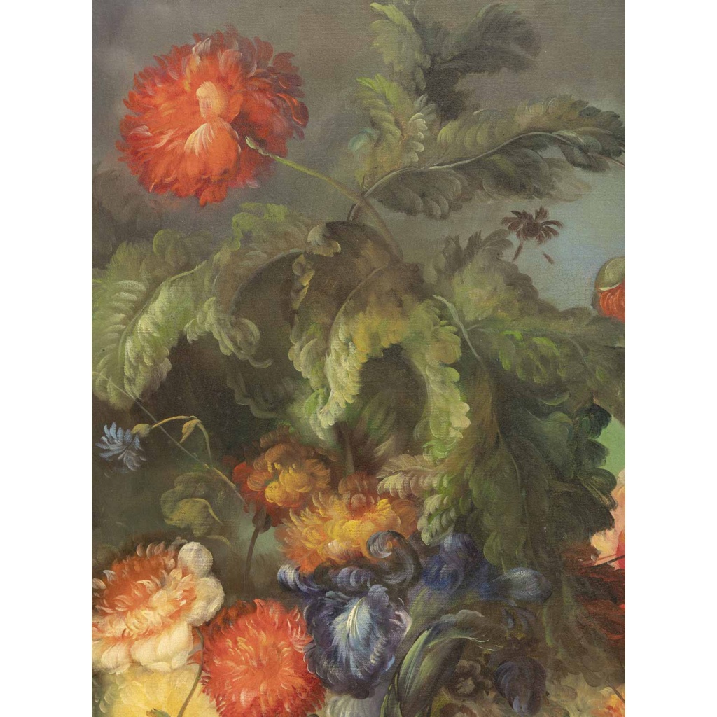 Un grand tableau de fleurs, huile sur toile, XXème siècle 10