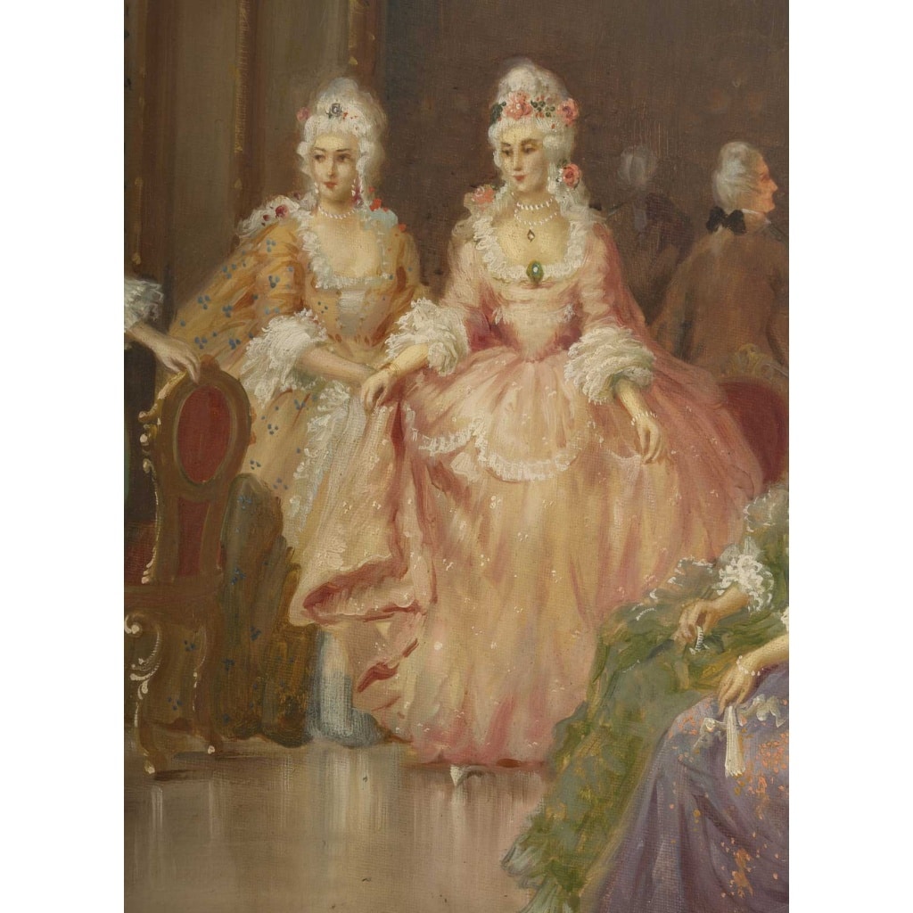 Un tableau huile sur toile scène galante , fin XIXème siècle 9