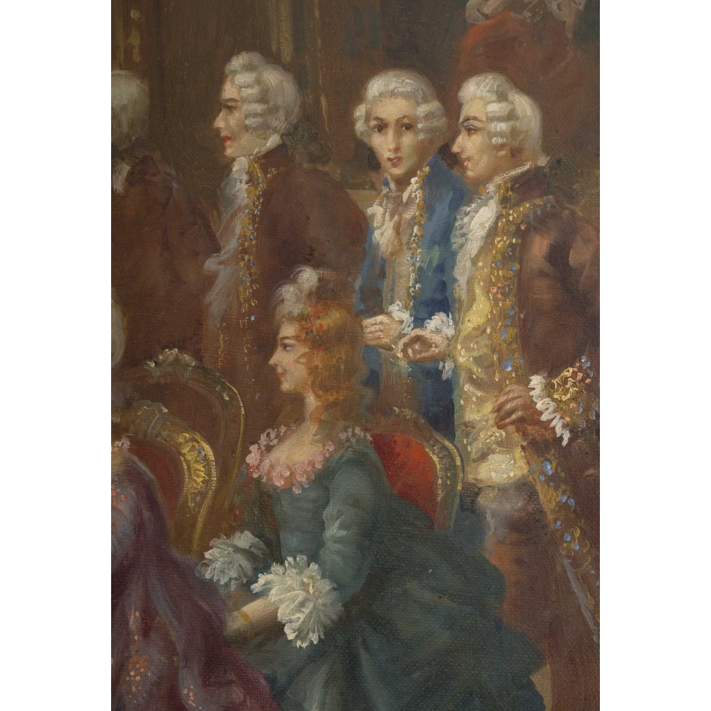 Un tableau huile sur toile scène galante , fin XIXème siècle 7