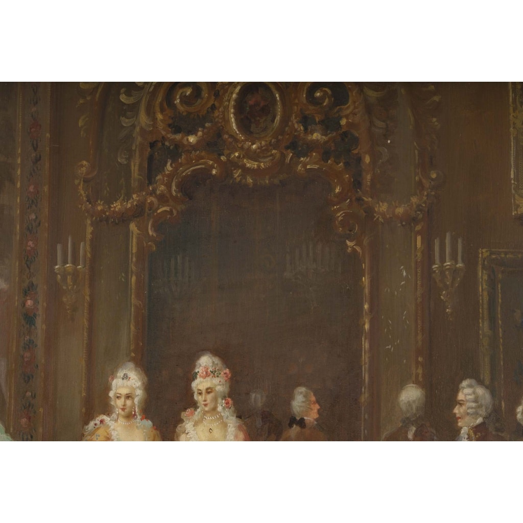 Un tableau huile sur toile scène galante , fin XIXème siècle 6