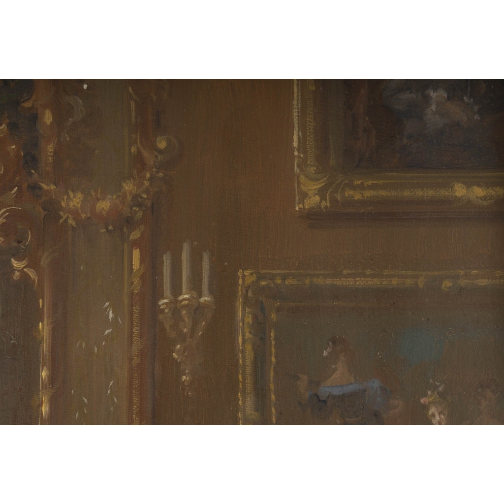 Un tableau huile sur toile scène galante , fin XIXème siècle 5