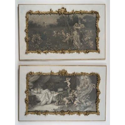 Une paire de grandes gravures aquarelles, fin XIXème siècle