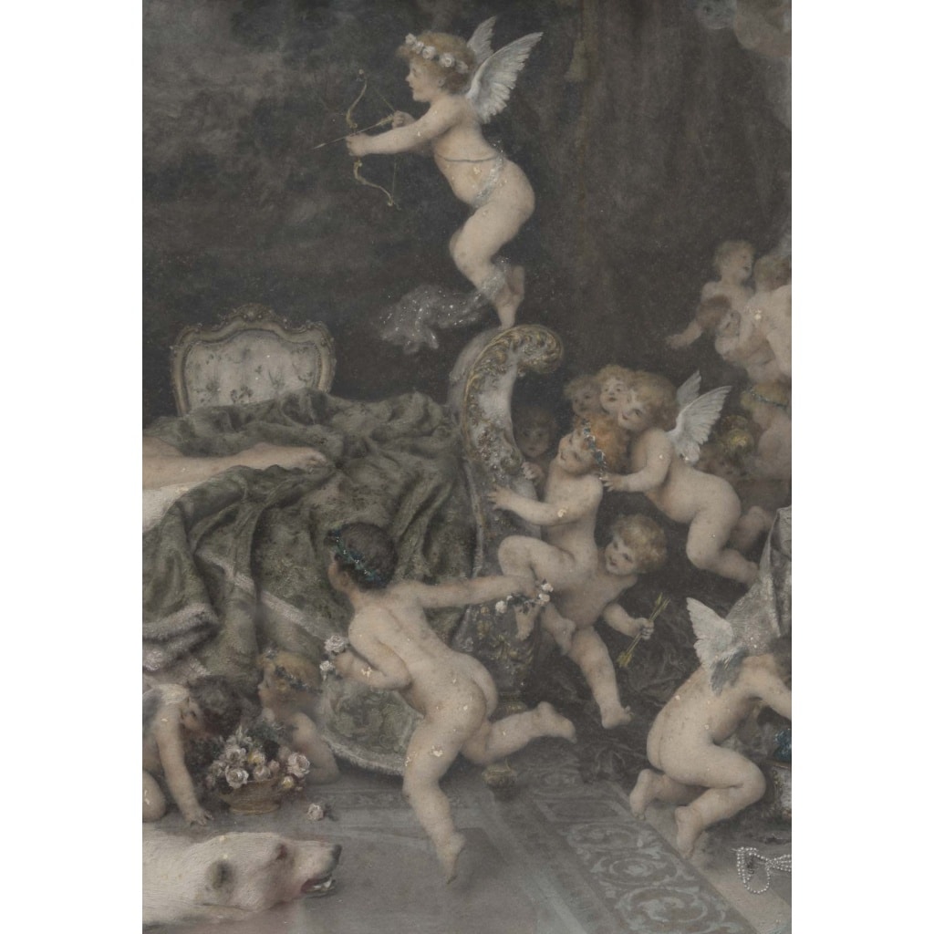 Une paire de grandes gravures aquarelles, fin XIXème siècle 14