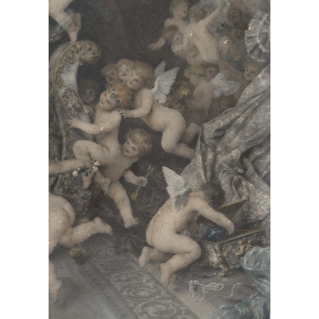 Une paire de grandes gravures aquarelles, fin XIXème siècle 13