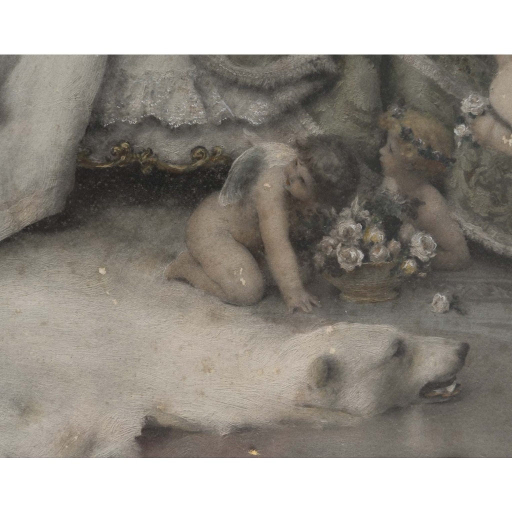 Une paire de grandes gravures aquarelles, fin XIXème siècle 10