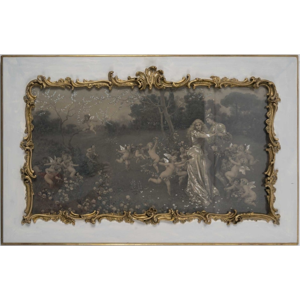 Une paire de grandes gravures aquarelles, fin XIXème siècle 9