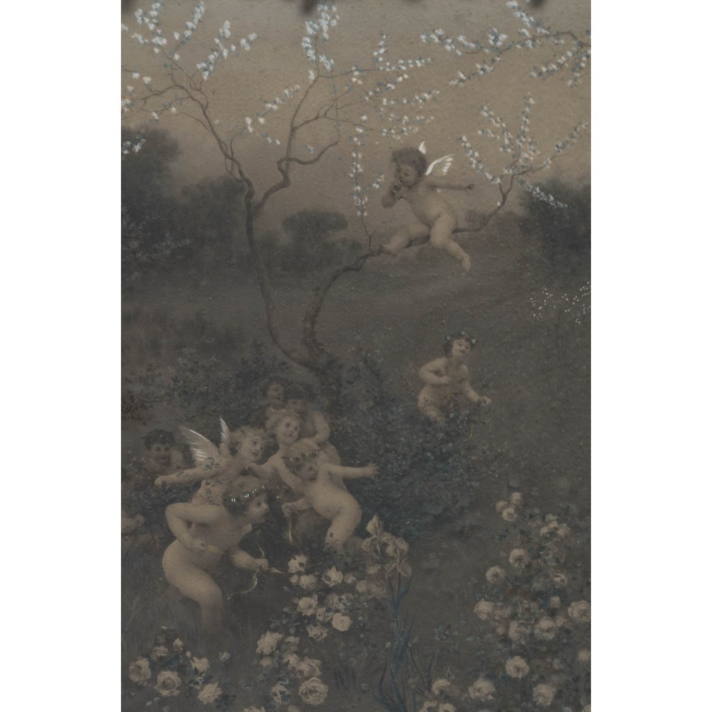 Une paire de grandes gravures aquarelles, fin XIXème siècle 8