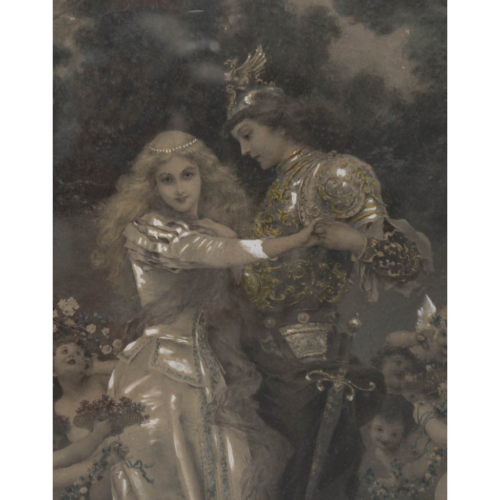 Une paire de grandes gravures aquarelles, fin XIXème siècle 5