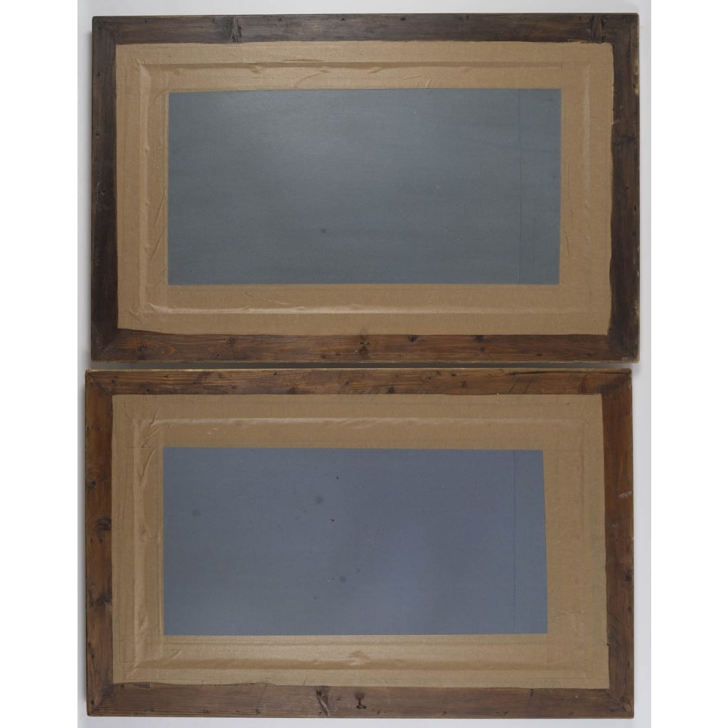 Une paire de grandes gravures aquarelles, fin XIXème siècle 15