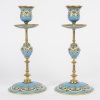 Une paire de bougeoirs en bronze doré et émail, fin XIXème siècle 14