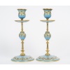 Une paire de bougeoirs en bronze doré et émail, fin XIXème siècle 16
