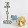 Une paire de bougeoirs en bronze doré et émail, fin XIXème siècle 15