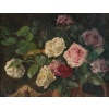 Nature morte au bouquet de Roses huile sur toile de la fin du XIXe siècle 11