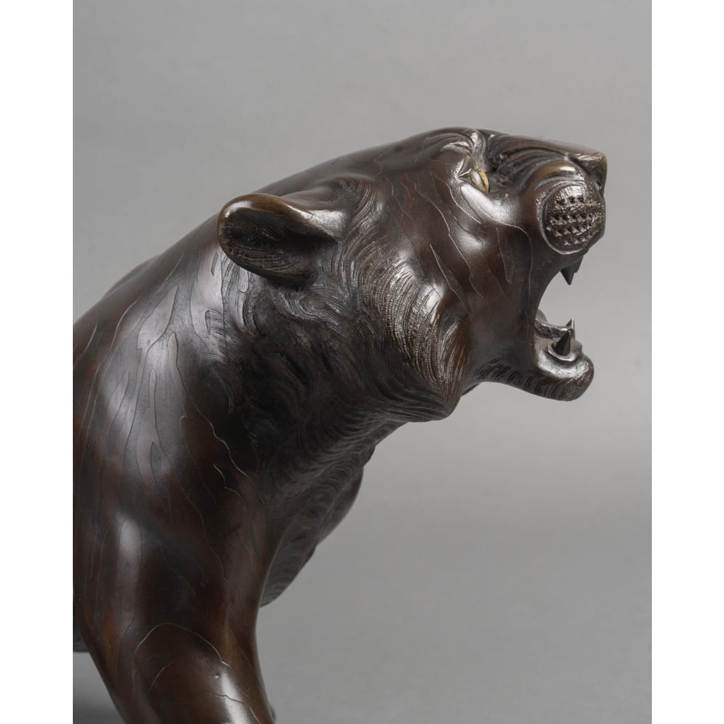 Sculpture – Le Tigre Rugissant , Omori Mitsumoto Dit Kôgen – Bronze 7
