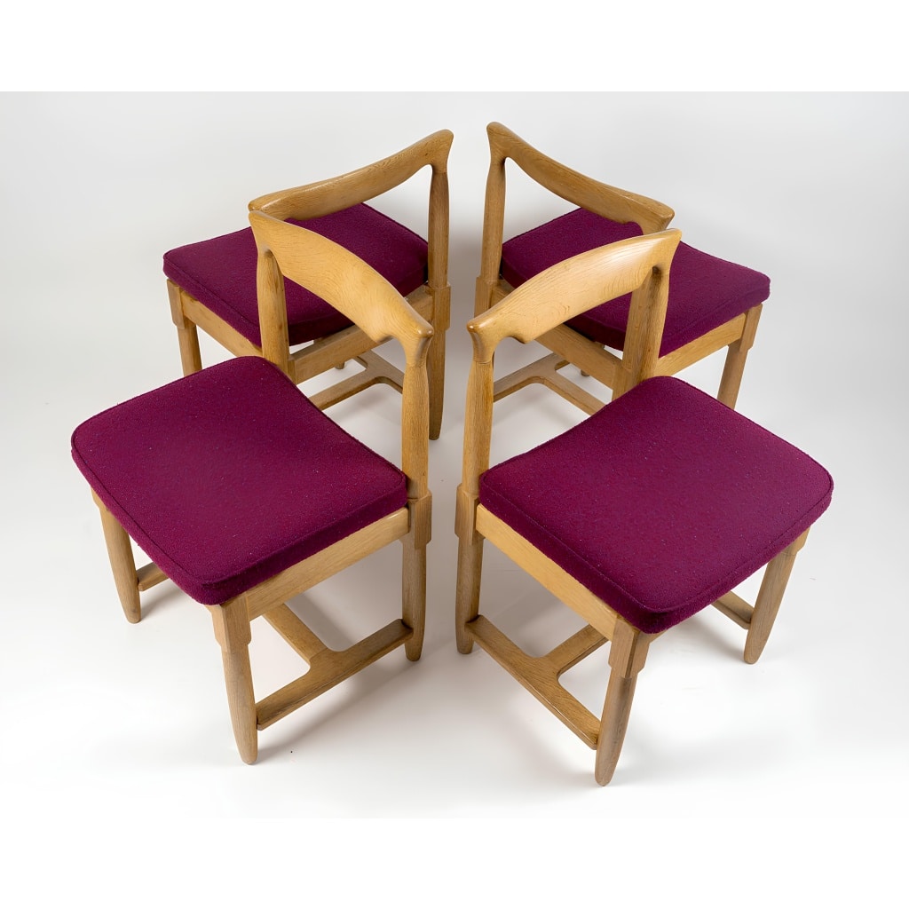 Guillerme et Chambron pour Votre Maison, Ensemble de 4 chaises 1960’s 2 Guillerme et Chambron pour Votre Maison, Ensemble de 4 chaises 1960’s 2