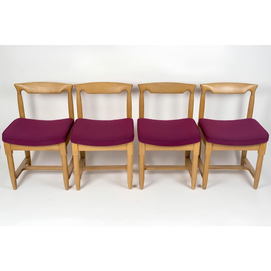 Guillerme et Chambron pour Votre Maison, Ensemble de 4 chaises 1960’s 3 Guillerme et Chambron pour Votre Maison, Ensemble de 4 chaises 1960’s 3
