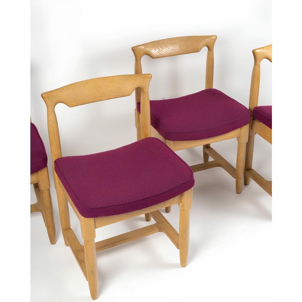 Guillerme et Chambron pour Votre Maison, Ensemble de 4 chaises 1960’s 4 Guillerme et Chambron pour Votre Maison, Ensemble de 4 chaises 1960’s 4