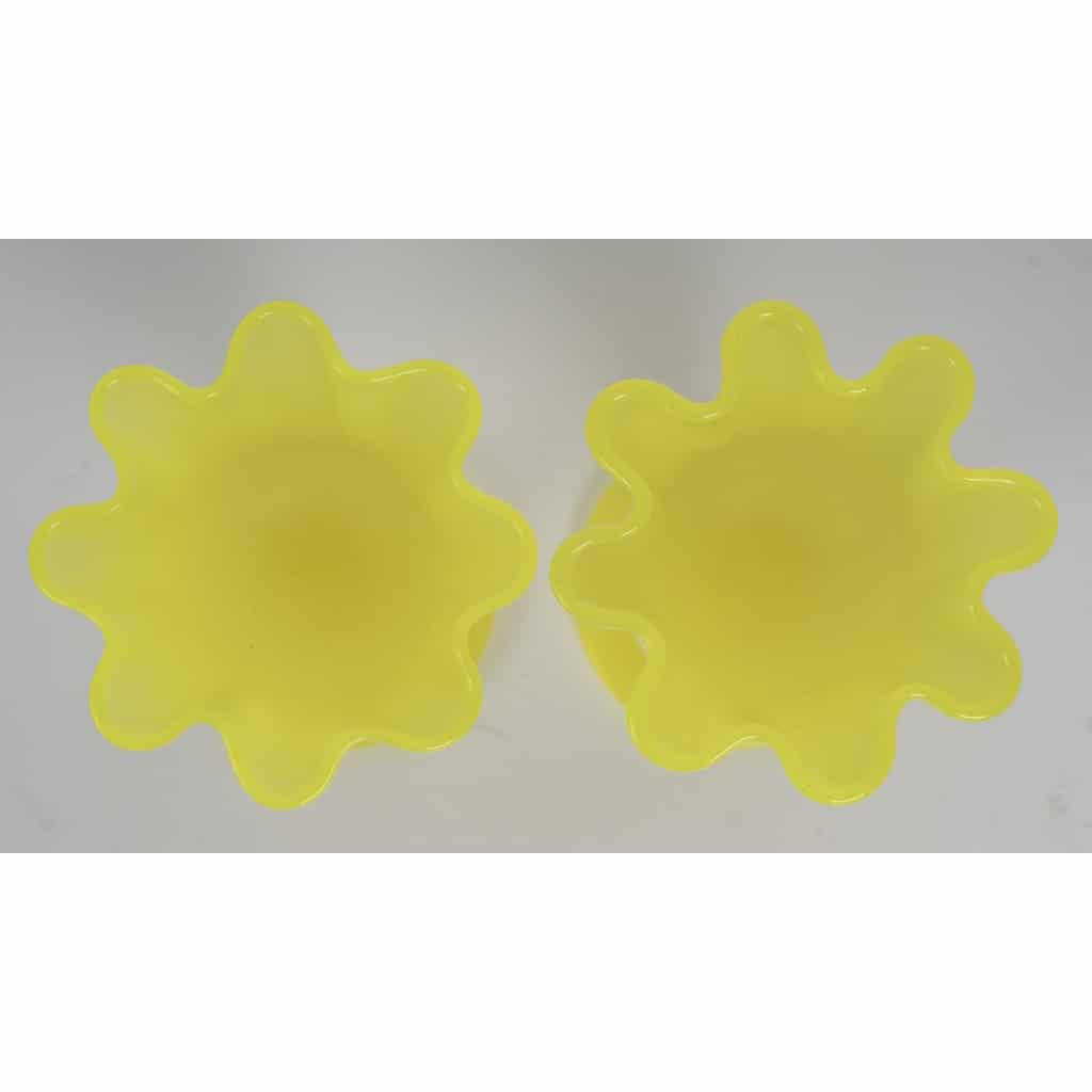 Paire de vase en opaline citron. Fin XIXème 4