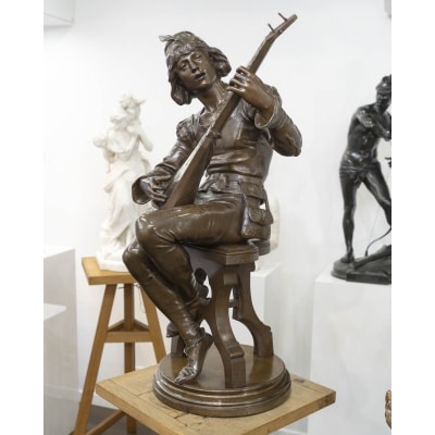 Sculpture – Le Troubadour , Émile Boisseau (1842-1923) – Bronze