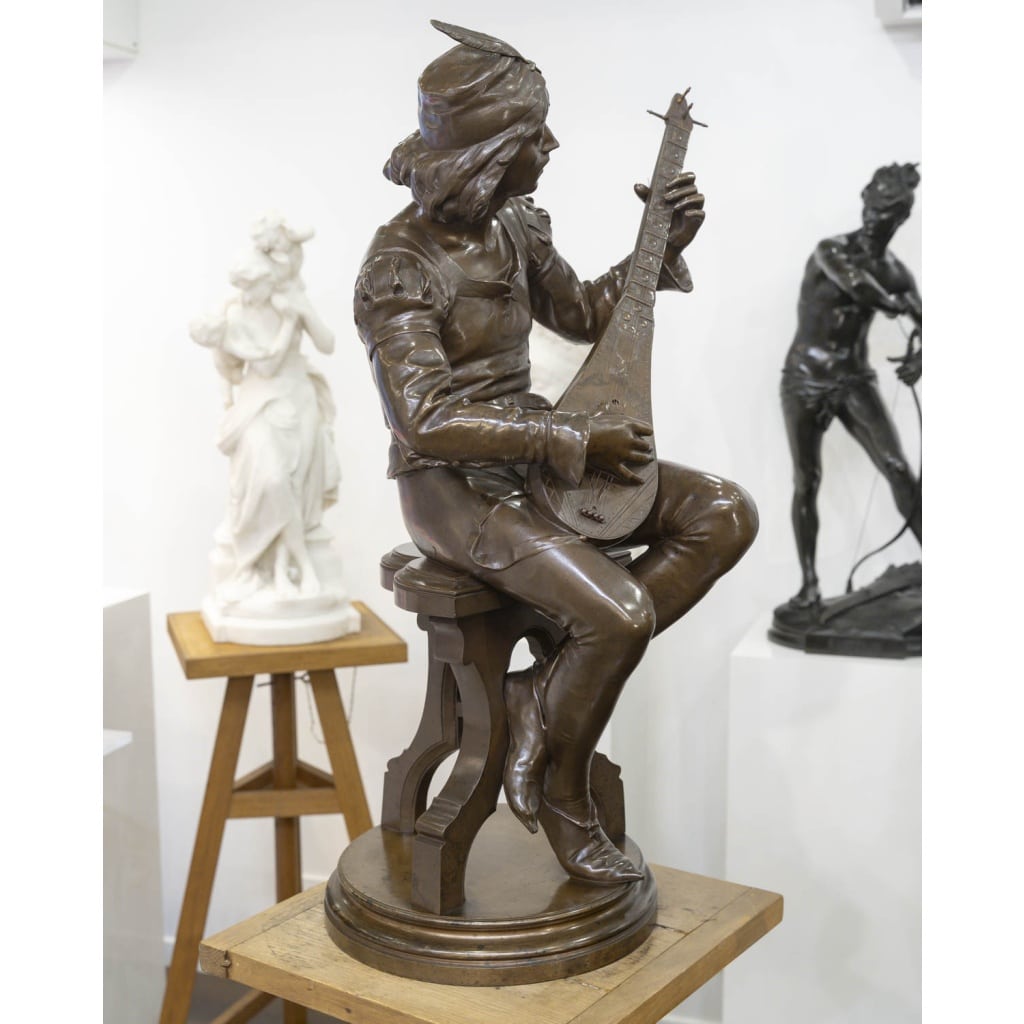 Sculpture – Le Troubadour , Émile Boisseau (1842-1923) – Bronze 8