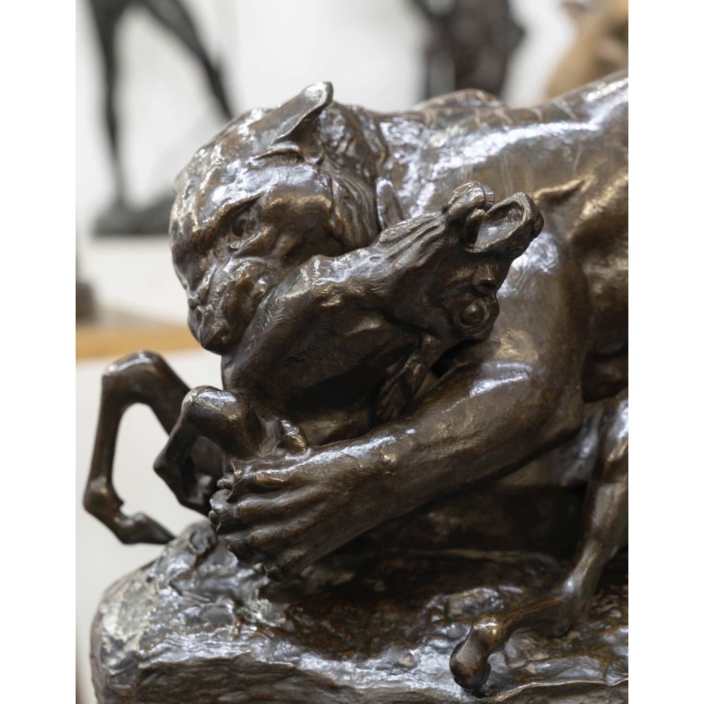 Sculpture – Tigre Surprenant Une Antilope , Antoine – Louis Barye , F.Barbedienne – Bronze 4 Sculpture – Tigre Surprenant Une Antilope , Antoine – Louis Barye , F.Barbedienne – Bronze 4