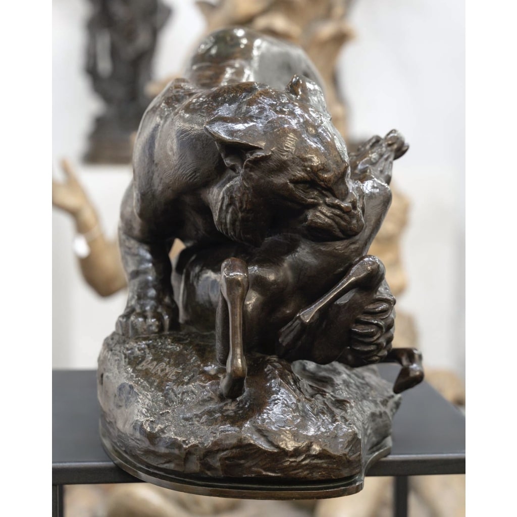 Sculpture – Tigre Surprenant Une Antilope , Antoine – Louis Barye , F.Barbedienne – Bronze 5 Sculpture – Tigre Surprenant Une Antilope , Antoine – Louis Barye , F.Barbedienne – Bronze 5