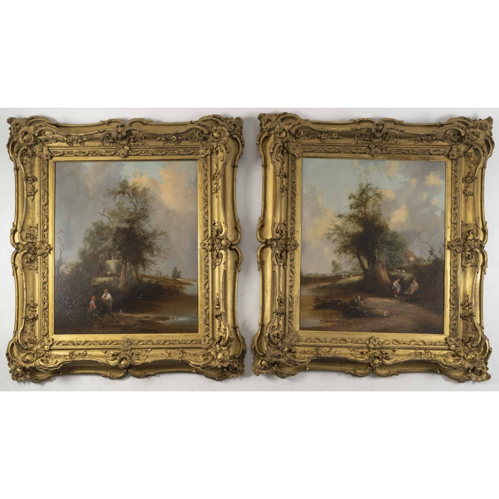 Ecole flamande, une paire de tableaux huile sur toile, XIXème siècle 2