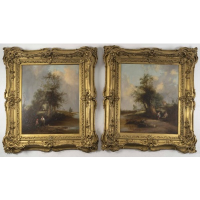 Ecole flamande, une paire de tableaux huile sur toile, XIXème siècle