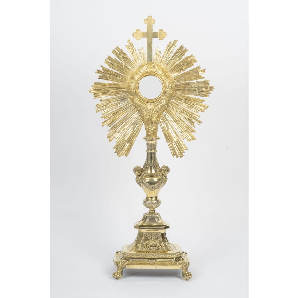 Ostensoir en bronze doré à décor de chérubins, d&rsquo;époque Napoléon III (1848-1870), XIXème siècle. 2