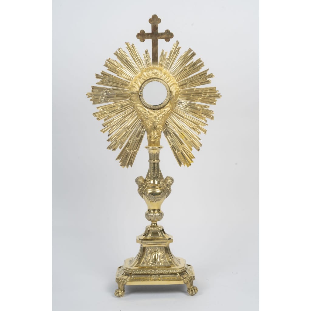 Ostensoir en bronze doré à décor de chérubins, d&rsquo;époque Napoléon III (1848-1870), XIXème siècle. 6