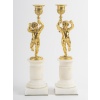 Paire de bougeoirs en bronze doré et marbre blanc circa 1900 13